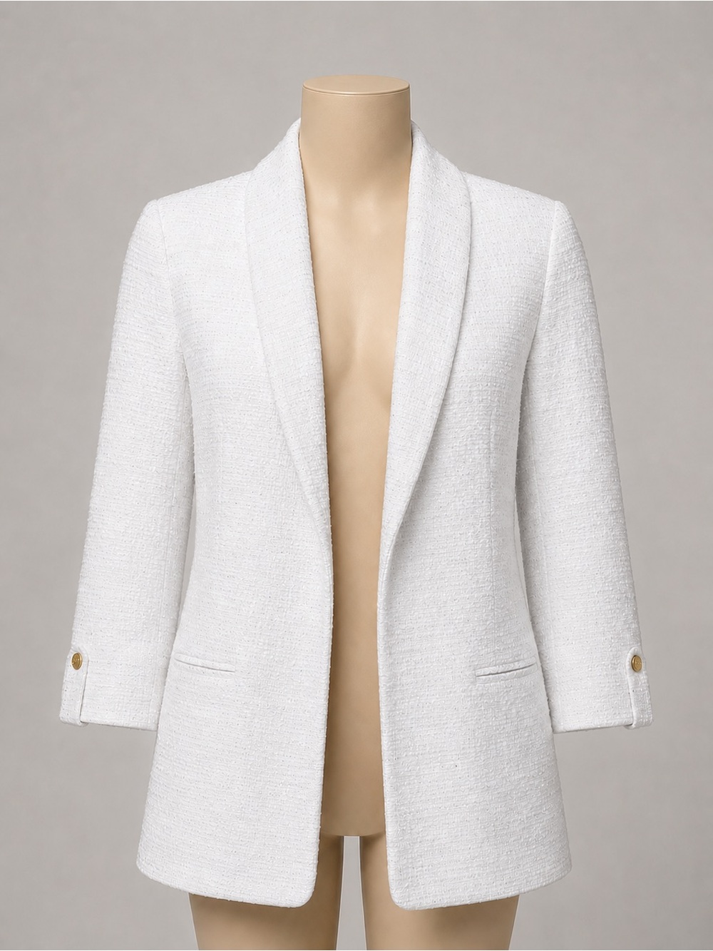Anne Klein White Open-Front Shawl Collar Blazer